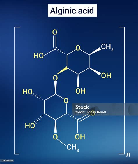 The Chemical Structure Of Alginic Acid Stock Illustration - Download ...