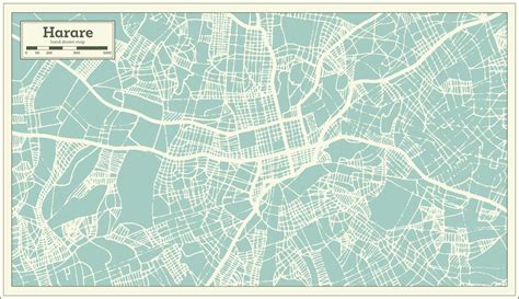 Harare Zimbabwe City Map in Retro Style. Outline Map. 17275082 Vector ...