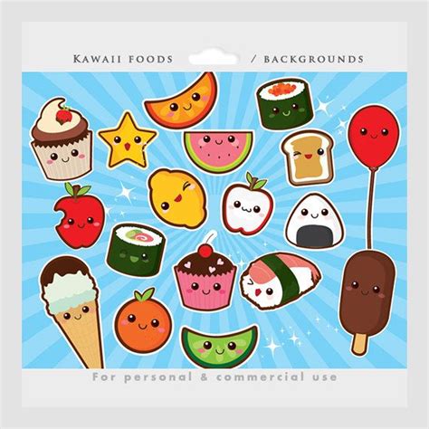 Cute food clipart kawaii clip art Japanese cute sushi | Etsy in 2021 | Kawaii doodles, Kawaii ...