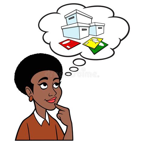 Black Woman Thinking about Comic Books Stock Vector - Illustration of cartoon, contemplation ...