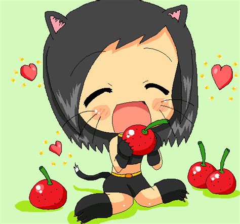 Meow girl eating cherries... by Hanazono1 on DeviantArt