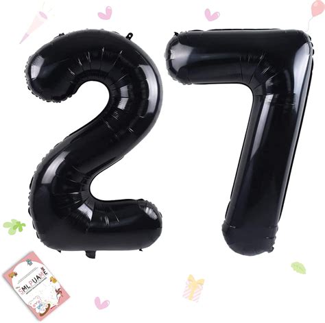 Amazon.com: Smlpuame 40 inch Number Balloon 0-9 Black Large Number 27 ...