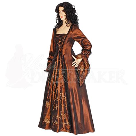 Brown Embroidered Medieval Dress - MCI-196 by Medieval and Renaissance Clothing, Handmade ...