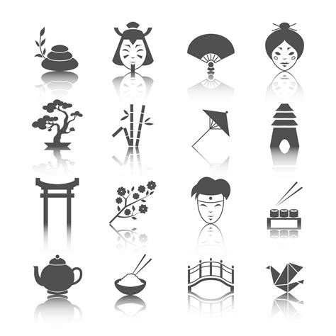 Japanese culture icons set 435858 Vector Art at Vecteezy