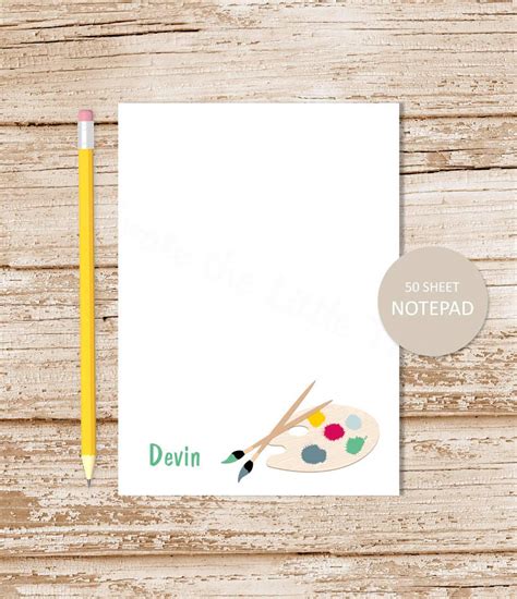 Personalized Notepad . ARTIST Notepad . Art Note Pad . Personalized ...