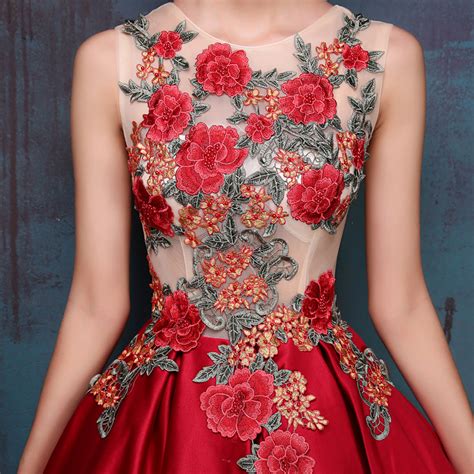 floral lace dress - Google Search Red Flower Dress, Floral Lace Dress, Beautiful Gown Designs ...