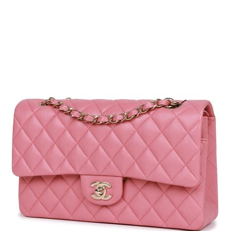 Chanel Dark Pink Caviar Medium Double Flap Bag Light Gold Hardware