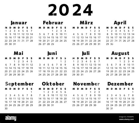 GERMAN calendar for 2024. Printable, editable vector illustration for ...