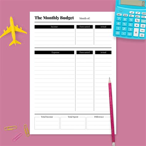 Personal Monthly Budget Planner Template - Printable PDF