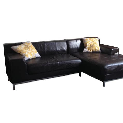 Ikea Brown Leather Sectional Sofa - AptDeco