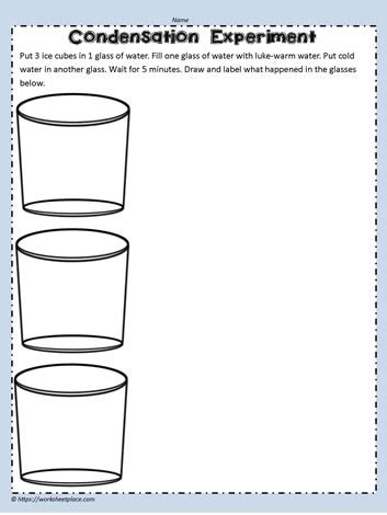 Condensation Experiment Worksheets