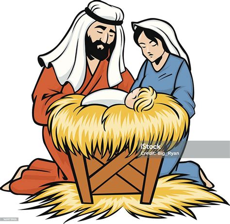 Mary Joseph And Baby Jesus Stock Vector Art & More Images of Cartoon 165973905 | iStock