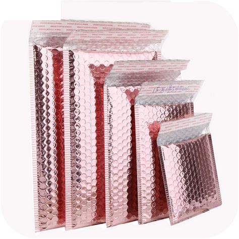 Pack of 50 Pink Gold Plastic Bubble Wrap Padded Shipping Envelopes, Waterproof Bubble Bags size ...