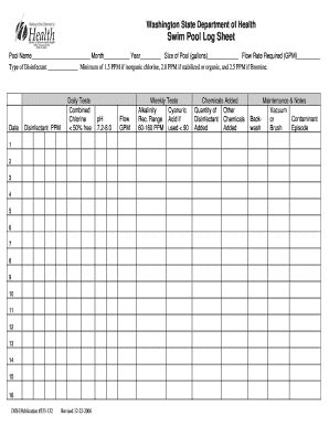 Pool Log Template - Fill and Sign Printable Template Online