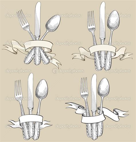 Fork, Knife, Spoon hand drawing sketch set. Cutlery collection. - Stockilllustration: 46224921 ...