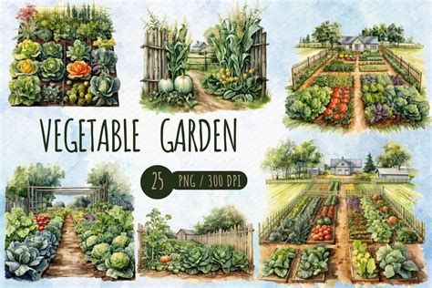 Watercolor Vegetable Garden Clipart Graphic by Little Owl · Creative ...