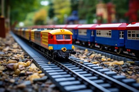 Premium AI Image | lego railway track with a string of container trains ...