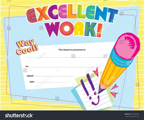 Excellent Work Certificate Stock Vector Illustration 281660366 : Shutterstock