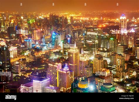 Bangkok night skyline view from Baiyoke Sky Tower (the tallest building ...