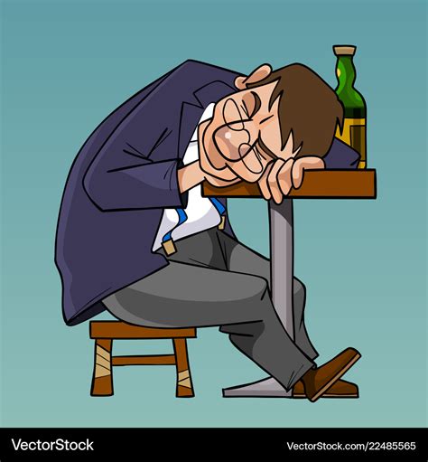 Cartoon drunk man in a suit fell asleep sitting Vector Image