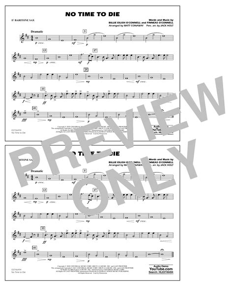 No Time to Die (arr. Matt Conaway & Jack Holt) - Eb Baritone Sax by ...