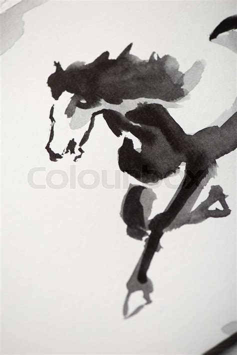 Paper with japanese painting with horse | Stock image | Colourbox