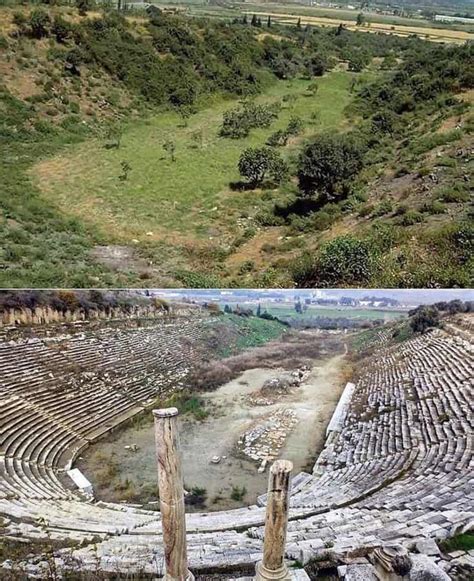 An Amazing Before And After Of An Ancient Greek Stadium Excavation