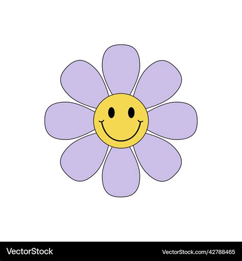 Groovy retro flowers daisy hippie psychedelic Vector Image