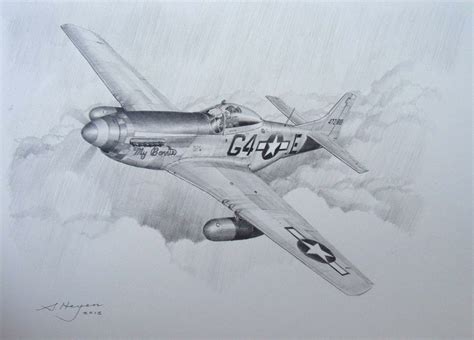 Original Aviation Art: P-51D Mustang, Pencil drawing, original aviation art, | eBay