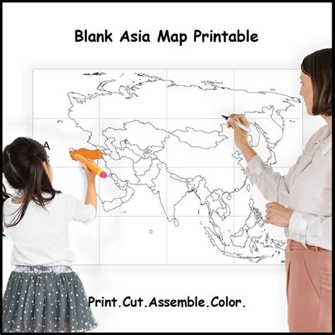 Large Printable Asia Map | 4, 9 or 16 sheets of paper