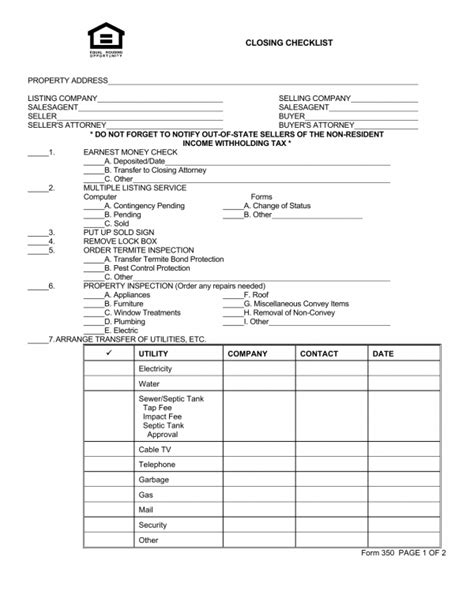 Download Real Estate Closing Checklist Template | Excel | PDF | RTF ...