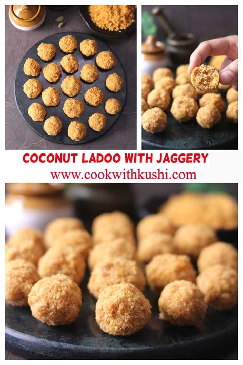 Coconut Ladoo with Jaggery | Coconut Laddu | Gurer Narkel Naru - Cook with Kushi