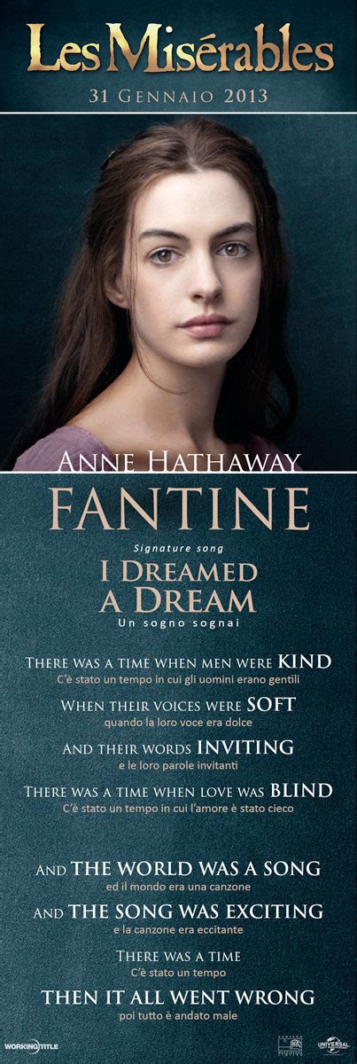 #LesMis - Anne Hathaway - FANTINE Signature Song: I Dreamed A Dream Favorite Movie Quotes ...