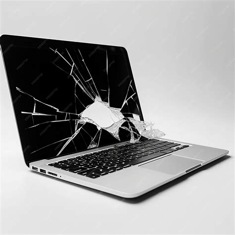 Premium Photo | A laptop with a broken screen that has the word macbook pro on it.