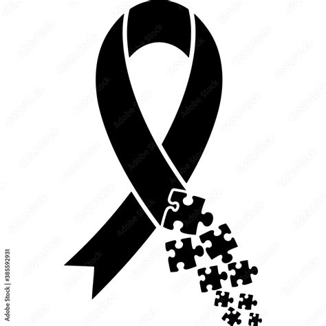 Autism Awareness Ribbon Silhouette Vector Stock Vector | Adobe Stock