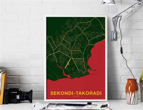 SEKONDI-TAKORADI Ghana Map Poster Color Hometown City Print - Etsy