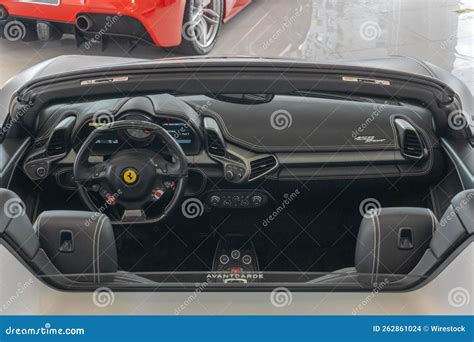 Luxurious Interior of Ferrari 458 Spider Car Captured from Behind in ...