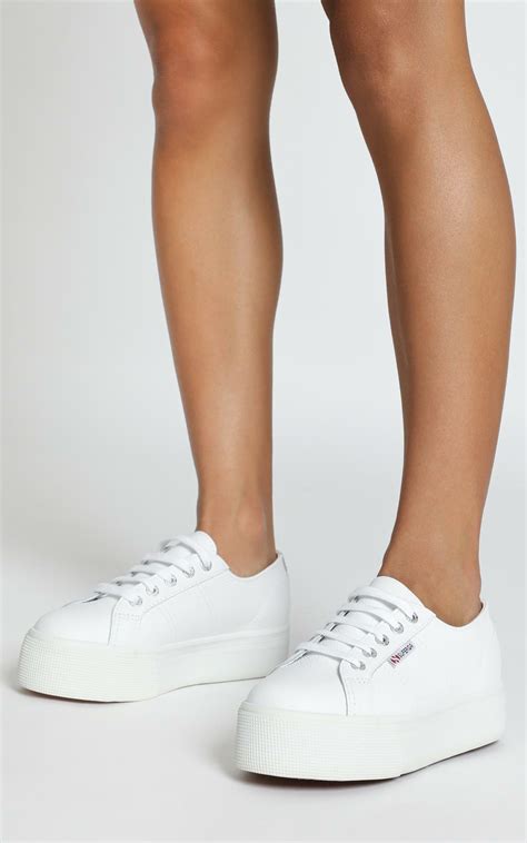 Superga - 2790 FGLW Platform Sneakers In White Leather | Showpo