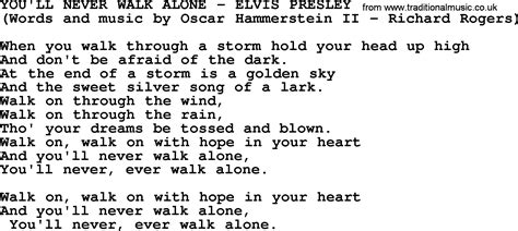 You'll Never Walk Alone by Elvis Presley - lyrics