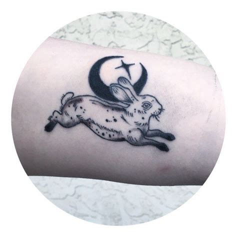 Bun bun 🖤 #tattoos #rabbit #blackworktattoo #moon | Blackwork tattoo ...