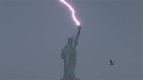 New York earthquake post-Statue of Liberty lightning, with rare eclipse ...