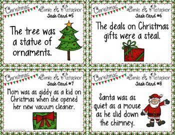 {FREE} Christmas Simile and Metaphor Task Cards {Holiday Figurative Language!} | Similes and ...