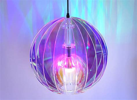 Disco light in iridescent acrylic. | Pendant light fitting, Light, Led ...