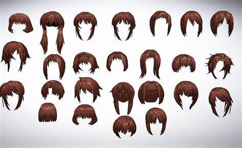 MMD Front hair pack 01 25-50+ by https://www.deviantart.com/amiamy111 ...