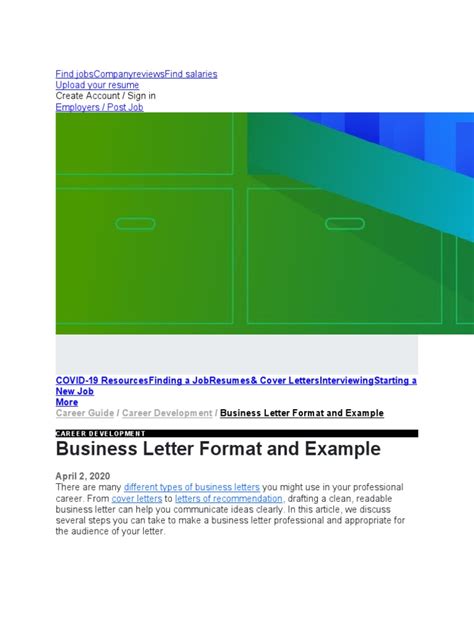 Business Letter Format and Example: Create Account / Sign in | PDF | Résumé | Learning