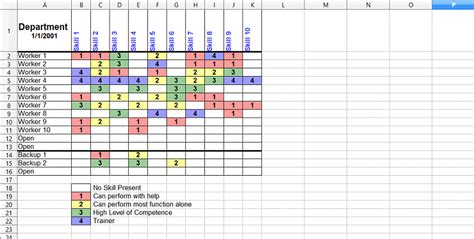 Excel Training Matrix Template