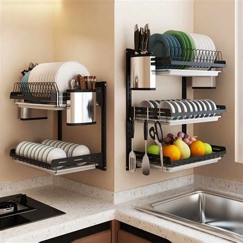 New 304 Stainless Steel Kitchen Wall Mount Kitchen Organizer Dish Plate ...