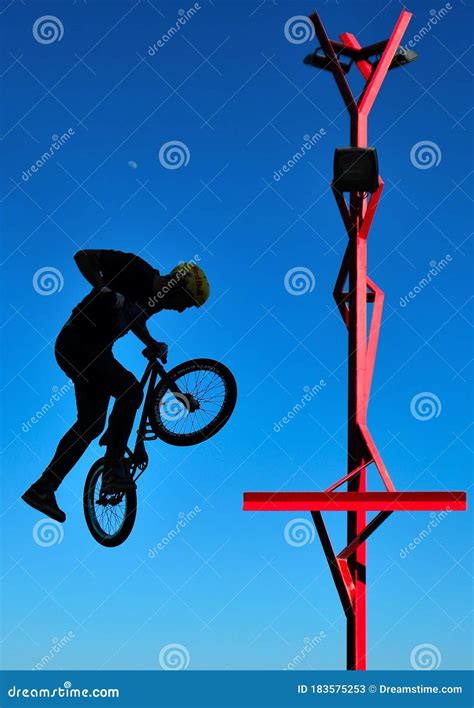 Bike stunts on the street stock image. Image of access - 183575253