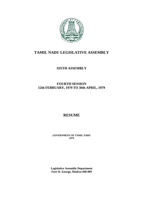 (PDF) TAMIL NADU LEGISLATIVE ASSEMBLY - assembly.tn.gov.in · 1 the ...