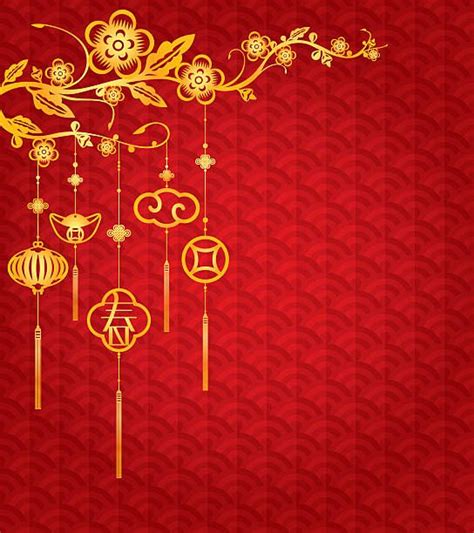 Chinese New Year Background with golden decoration vector art illustration | Chinese new year ...